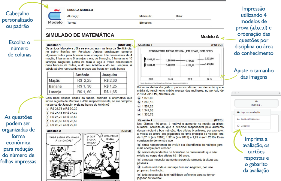 Crie suas provas ou simulados impressos utilizando a tecnologia ESTUDA.COM